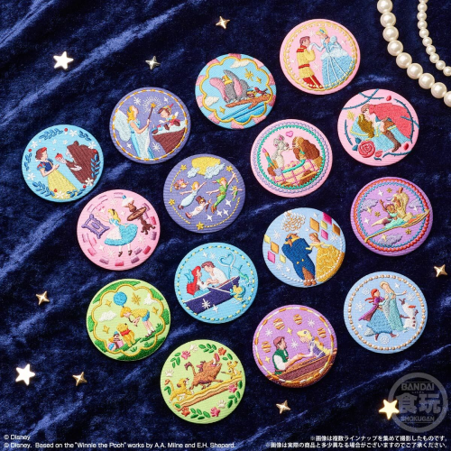 ディズニー刺繍缶バッチ　１２枚セット Disney Characters 刺繍缶バッジビスケット2(12個入