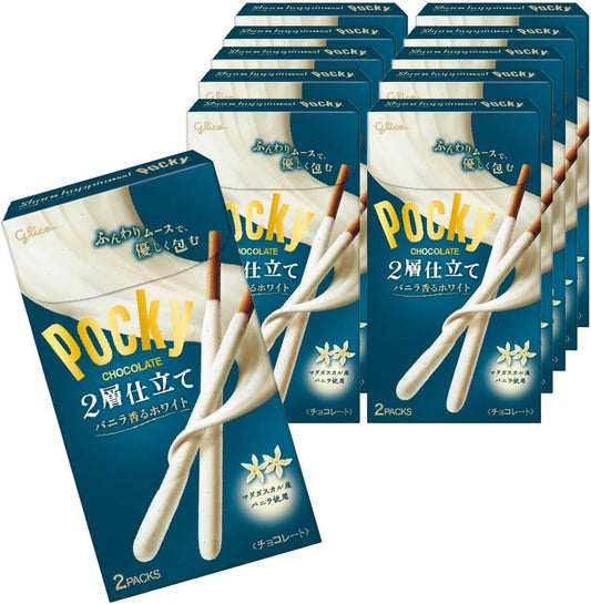 グリコ ポッキー 2層仕立て バニラ香るホワイト 120袋入 ケース販売 賞味期限2026年2月