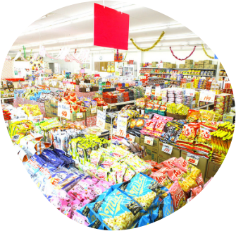 店内のお菓子コーナー